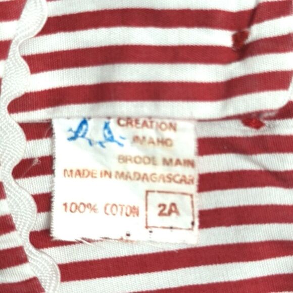 Creation Imaho Smocked Dress Red White Striped Cotton Summer Sleeveless 2 Years - Picture 11 of 13